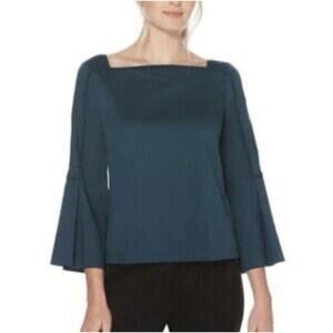 LAUNDRY By Shelli Segal NWOT Long Sleeve Embroidered Popover In Dark Teal-Medium